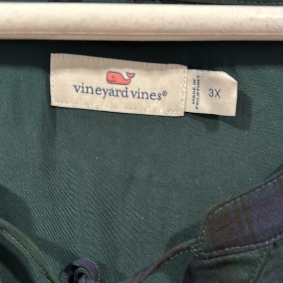 Vineyard Vines  blue & Green Plaid shift dress with ruffle short sleeve - Picture 2 of 3